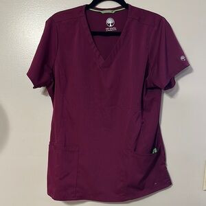 HH Works Wine V-Neck Scrub Top